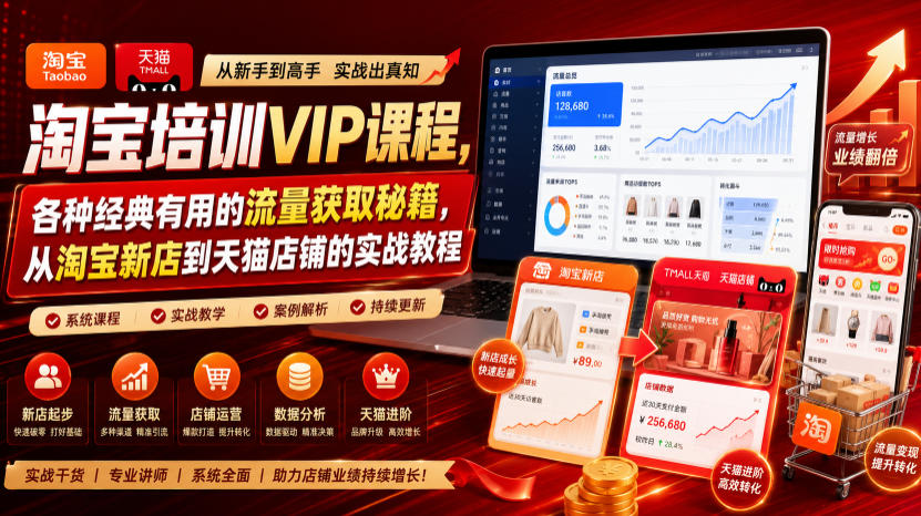 淘宝培训VIP课程，各种经典有用的流量获取秘籍，从淘宝新店到天猫店铺的实战教程(更新10月04日)