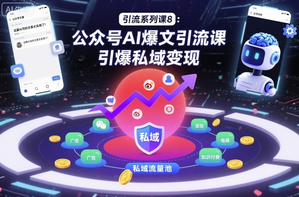 引流系列课8:公众号AI爆文引流课,引爆私域变现
