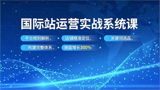 国际站运营实战系统课，平台规则解析、店铺精准定位、关键词选品，构建完整体系询盘增长300%