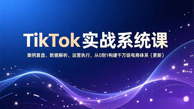 TikTok实战系统课，案例复盘、数据解析、运营执行，从0到1构建千万级电商体系(更新