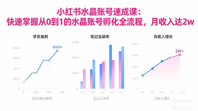 2025小红书水晶账号速成课：快速掌握从0-1水晶账号孵化全流程，月收入达2w