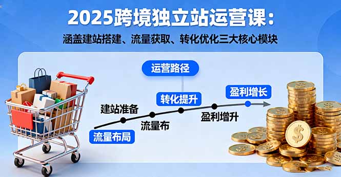 2025跨境独立站运营课：涵盖建站搭建、流量获取、转化优化三大核心模块