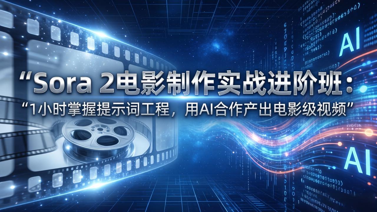 Sora 2电影制作实战进阶班：1小时掌握提示词工程，用AI合作产出电影级视频