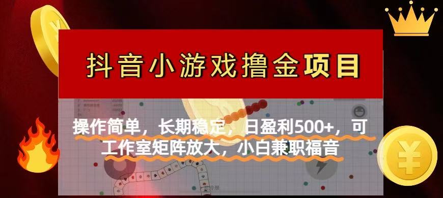 【抖音小游戏发行人计划项目】操作简单，长期稳定，日盈利500+，可工作…