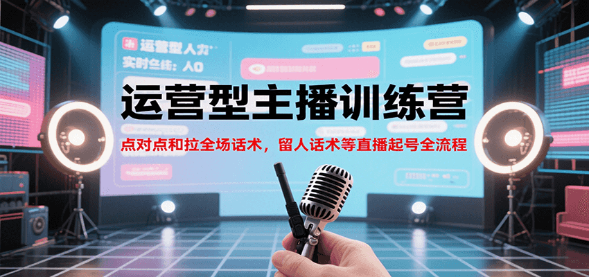 运营型主播训练营，点对点和拉全场话术，留人话术等直播起号全流程(更新7月)