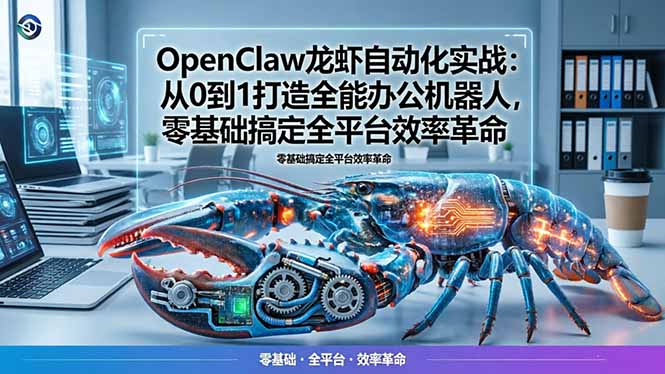 OpenClaw龙虾自动化实战：从0到1打造全能办公机器人，零基础搞定全平台效率革命