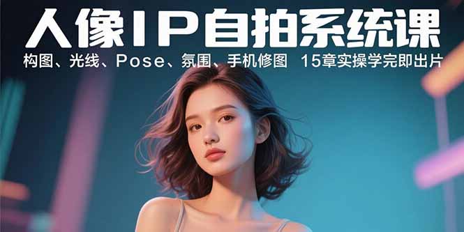 人像IP自拍系统课：构图、光线、Pose、氛围、手机修图 15章实操学完即出片