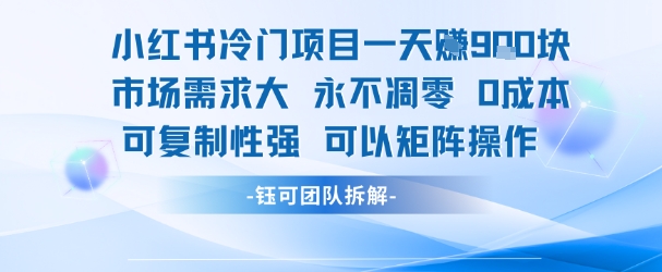 小红书冷门项目一天收益9张，市场需求大，0成本，可复制性强可以矩阵操作