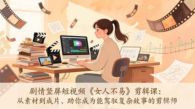 剧情竖屏短视频《女人不易》剪辑课：从素材到成片、助你成为能驾驭复杂故事的剪辑师