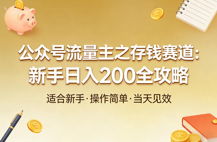 公众号流量主之存钱赛道，贴合当下需求，适合新手，一天收益2张
