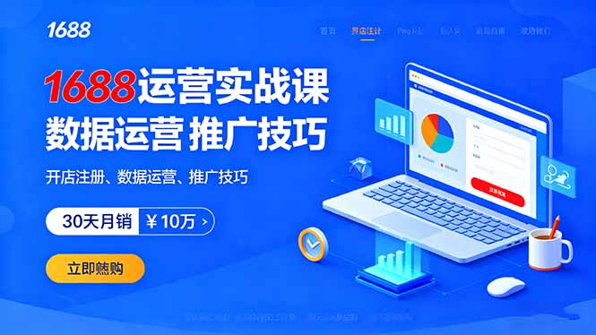 1688运营实战课：开店注册、数据运营、推广技巧，30天月销破10万+