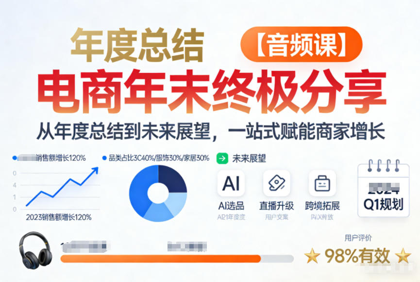 电商年未终极分享，从年度总结到未来展望，一站式赋能商家增长【音频课】