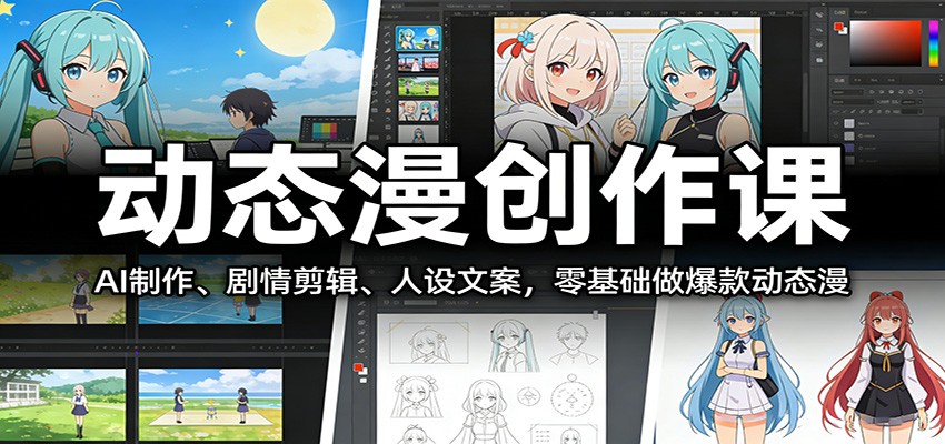 动态漫创作课：AI制作、剧情剪辑、人设文案，零基础做爆款动态漫