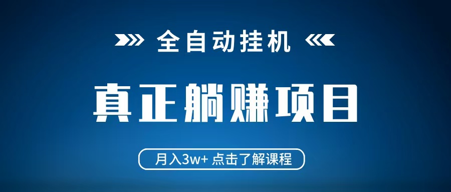 全自动挂机项目 月入3w+ 真正躺平项目 不吃电脑配置 当天见收益