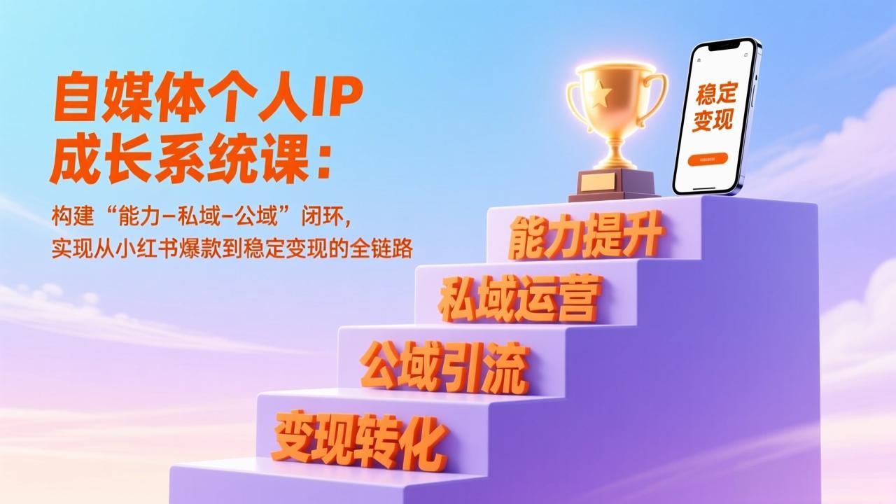自媒体个人IP成长系统课：构建“能力-私域-公域”闭环，实现从小红书爆款到稳定变现的全链路
