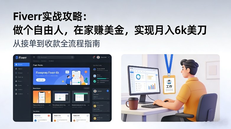 Fiverr实战攻略，做个自由人，在家賺美金，实现月入6k美刀