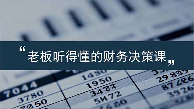 老板能听得懂的财务决策课，报表解读、数据洞察、风险识别，用财务驱动业务增长