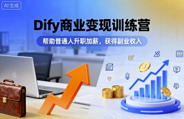 Dify商业变现训练营，帮助普通人升职加薪，获得副业收入