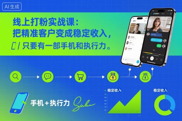 线上打粉实战课：把精准客户变成稳定收入，只要有一部手机和执行力