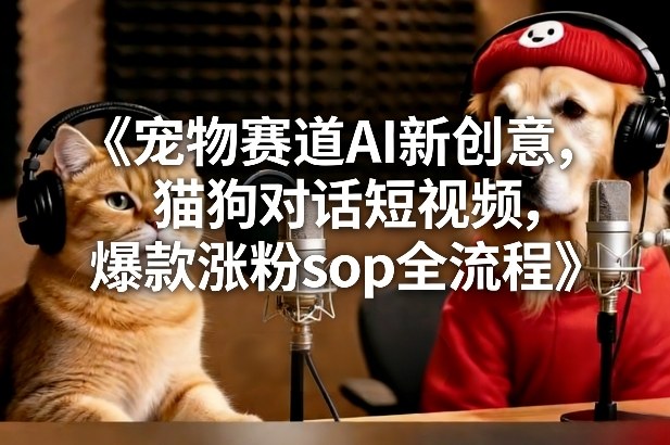 宠物赛道AI新创意，猫狗对话短视频，爆款涨粉sop全流程