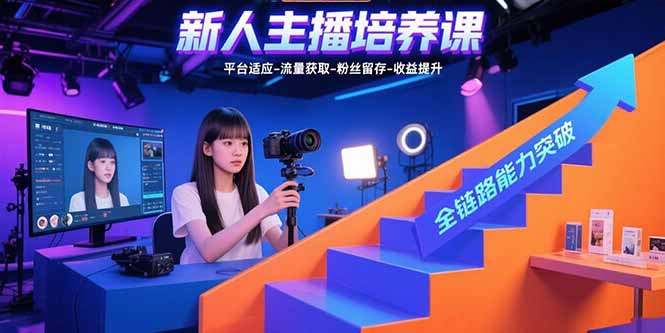 新人主播培养课：平台适应-流量获取-粉丝留存-收益提升 全链路能力突破