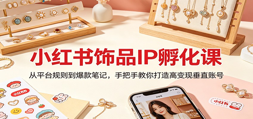 小红书饰品IP孵化课：从平台规则到爆款笔记，手把手教你打造高变现垂直账号