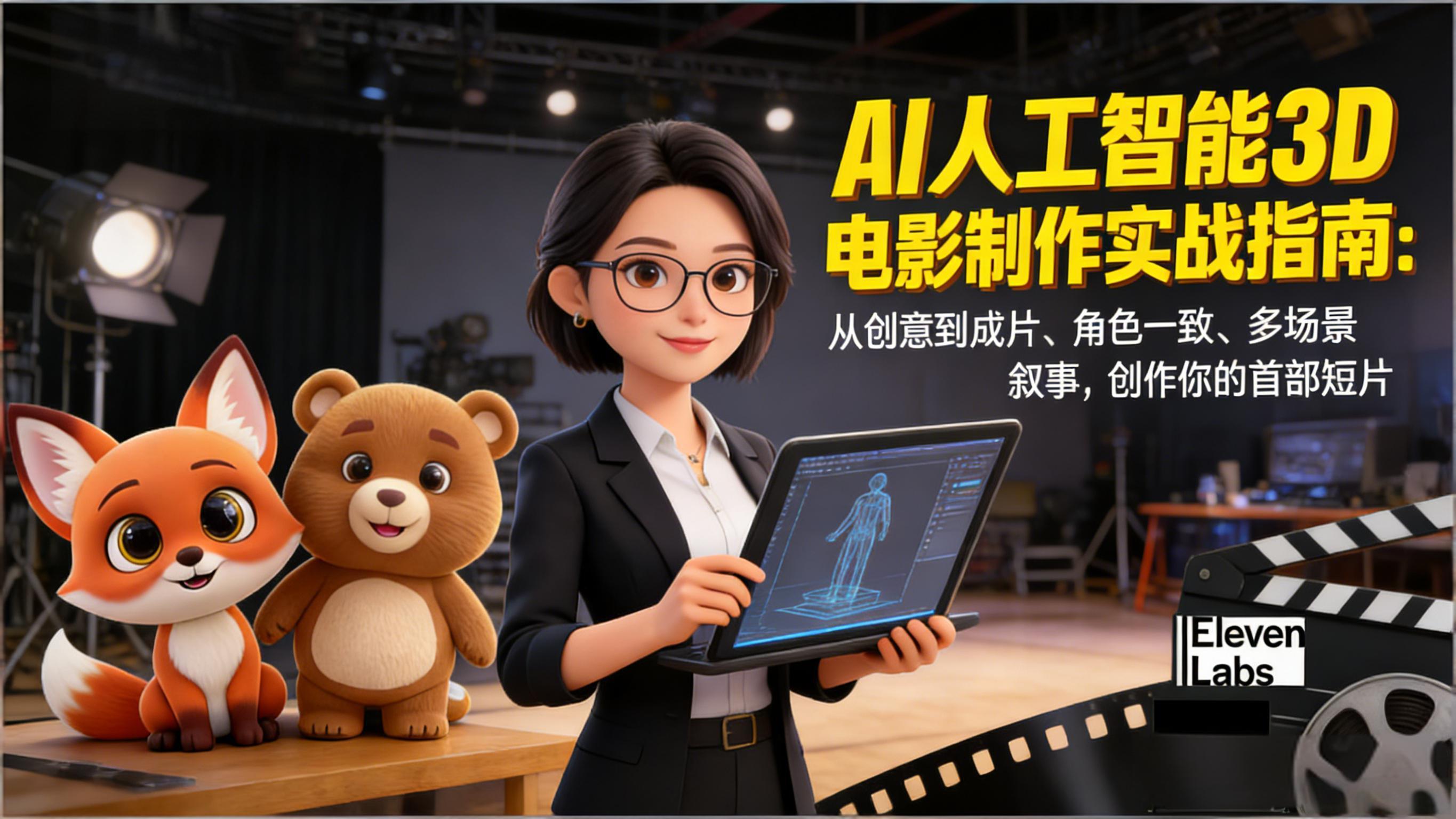 AI人工智能3D电影制作实战指南：从创意到成片、角色一致、多场景叙事，创作你的首部短片