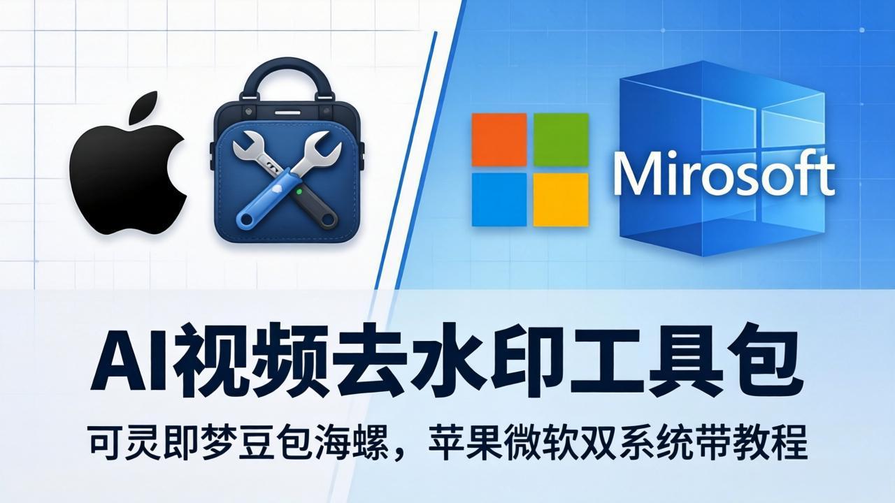 AI视频去水印工具包：可灵即梦豆包海螺，苹果微软双系统带教程