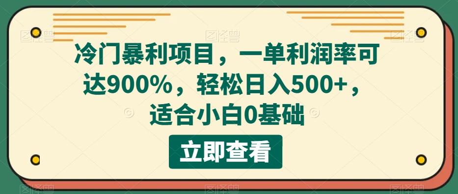 冷门暴利项目，一单利润率可达900%，轻松日入500+，适合小白0基础