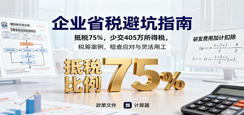 企业省税避坑指南：抵税75%，少交405万所得税，税筹案例，稽查应对与灵活用工