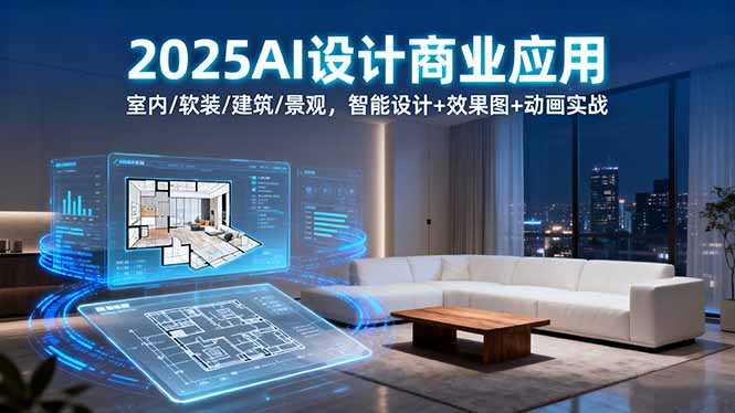 2025AI设计商业应用：室内/软装/建筑/景观，智能设计+效果图+动画实战