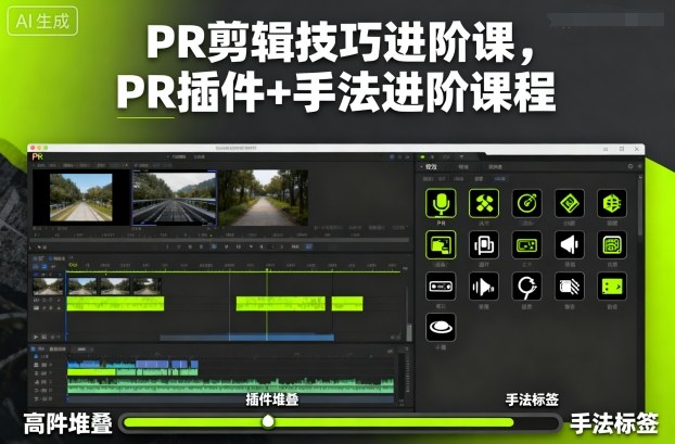 PR剪辑技巧进阶课，PR插件+手法进阶课程