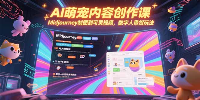 AI萌宠内容创作课，Midjourney制图到可灵视频，数字人带货玩法