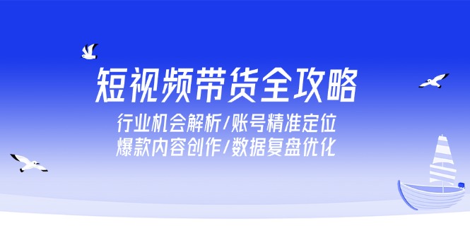 短视频带货全攻略，行业机会解析/账号精准定位/爆款内容创作/数据复盘优化