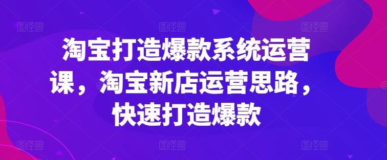 淘宝打造爆款系统运营课,淘宝新店运营思路,快速打造爆款