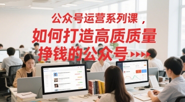 公众号运营系列课，如何打造高质量挣钱的公众号