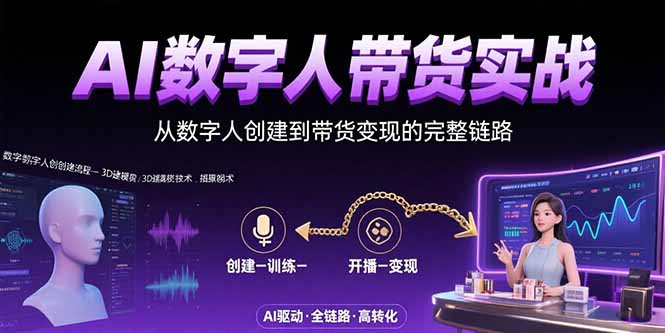 AI数字人+带货实战：从数字人创建到带货变现的完整链路