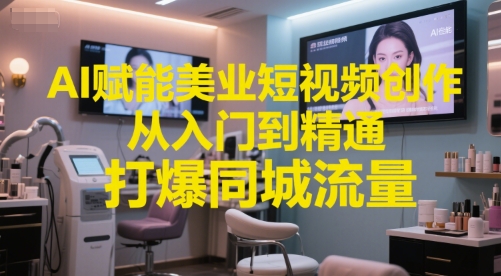 AI赋能美业短视频创作，从入门到精通，打爆同城流量，超级AI工具短视频实操落地