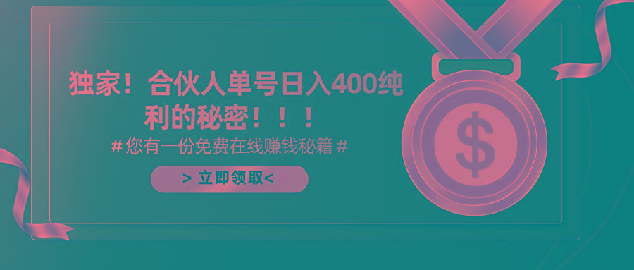 (10028期)合伙人广告撸金最新玩法，每天单号400纯利