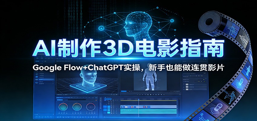 AI制作3D电影指南：Google Flow+ChatGPT实操，新手也能做连贯影片