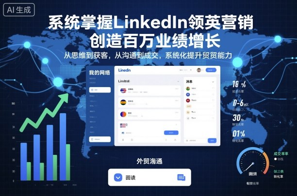 系统掌握LinkedIn领英营销，创造百万业绩增长，从思维到获客，从沟通到成交，系统化提升外贸能力