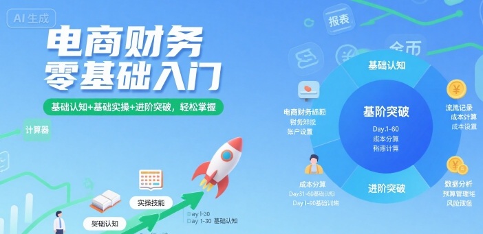 电商财务零基础入门，基础认知+基础实操+进阶突破，轻松掌握