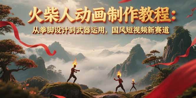 火柴人动画制作教程：从拳脚设计到武器运用，国风短视频新赛道