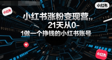 小红书涨粉变现营，21天从0-1做一个挣钱的小红书账号
