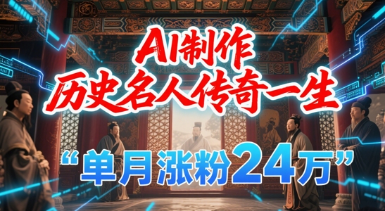 暴力起号！用AI制作历史名人传奇一生，单月涨粉24W，涨粉+变现赛道黑马来了