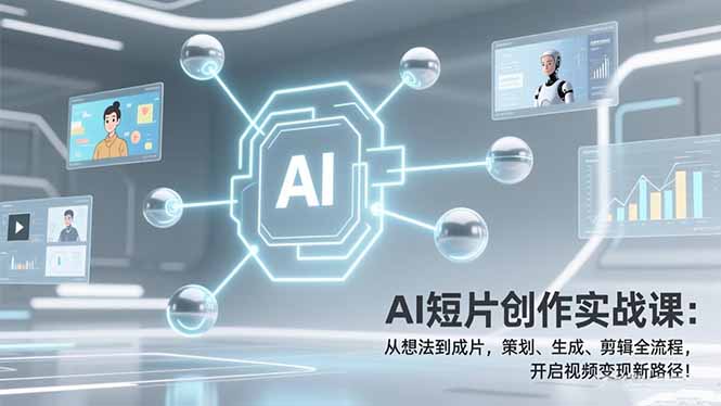 AI短片创作实战课：从想法到成片，策划、生成、剪辑全流程，开启视频变现新路径！
