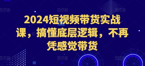 2024短视频带货实战课,搞懂底层逻辑,不再凭感觉带货