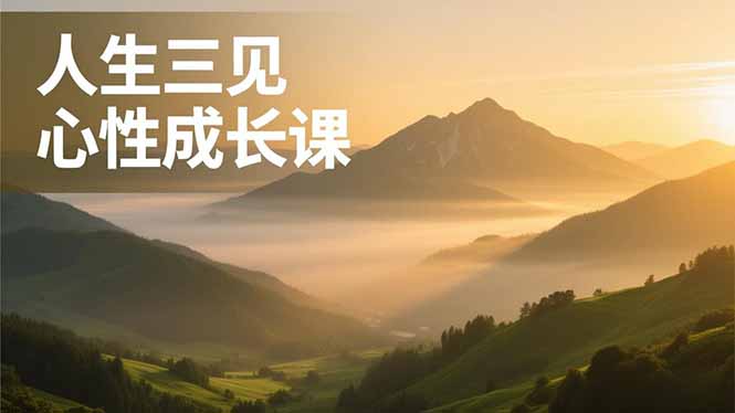 人生三见心性成长课，见天地众生自己，搞透人性安顿身心，活出清晰自我，内在富足无价