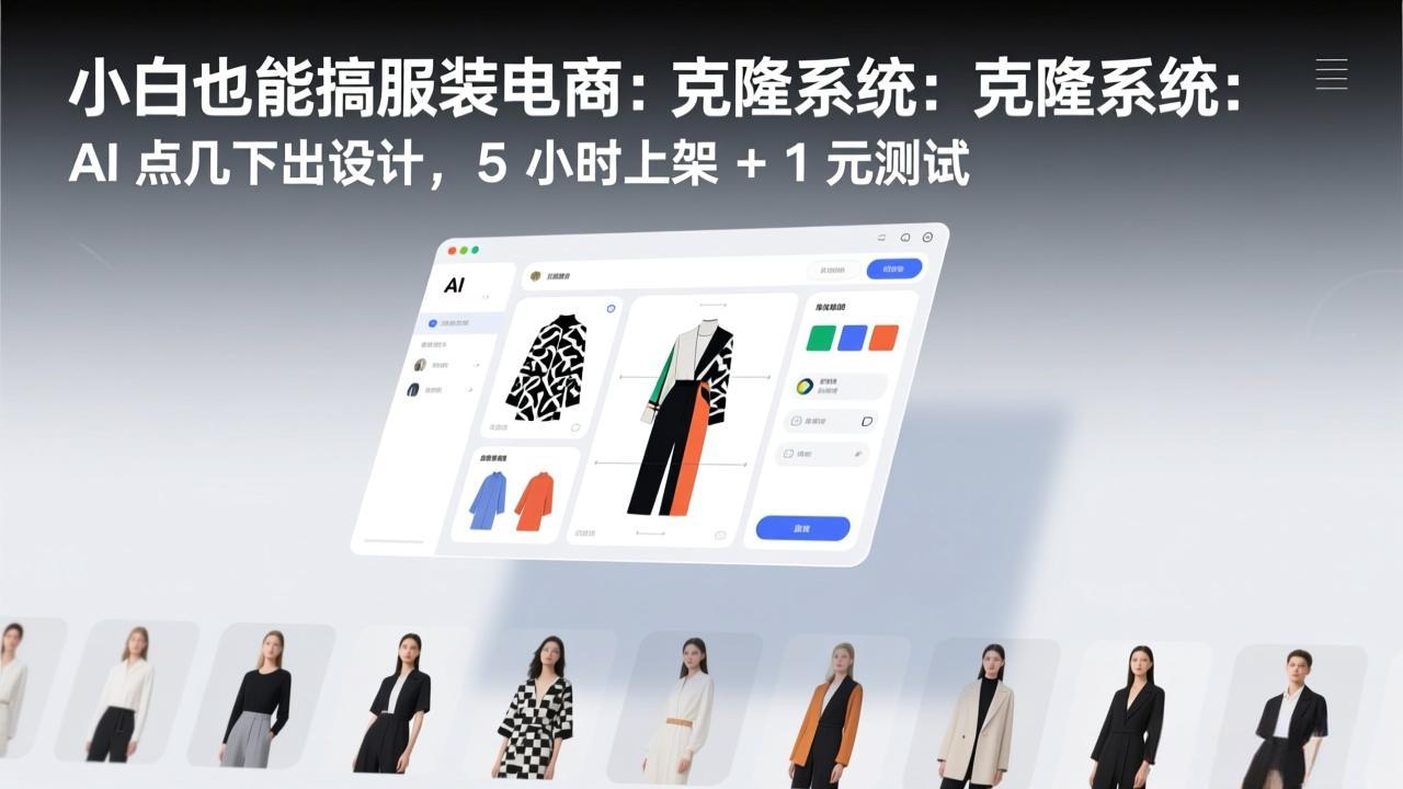 小白也能搞服装电商：克隆系统：AI 点几下出设计，5 小时上架 + 1 元测试