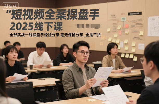 短视频全案操盘手2025线下课,全部实战一线操盘手经验分享,毫无保留分享,全是干货